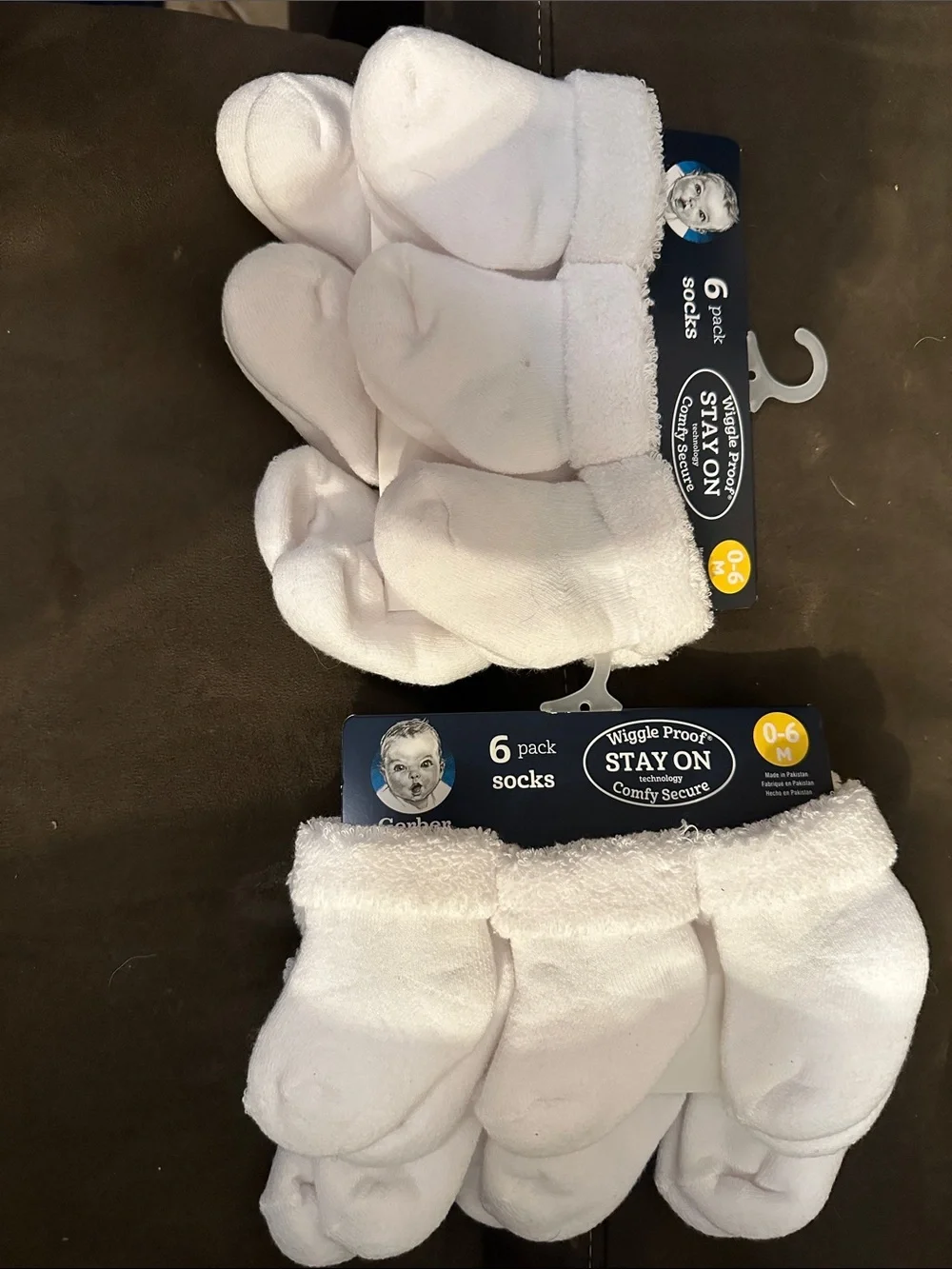Gerber White Baby Socks 2-Pack (6 Pairs Total)